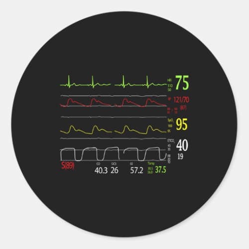 Medical Ecg Ekg He Rate Monitor Classic Round Sticker