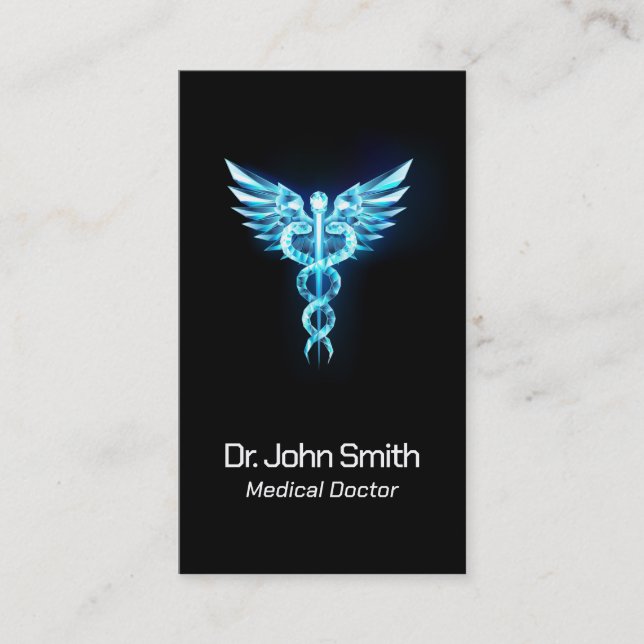 Medical Elegant Gold Caduceus Wings Classy  Business Card (Front)