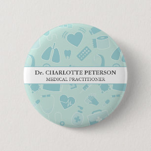 Medical Elements Doctor Name Tag Custom Button