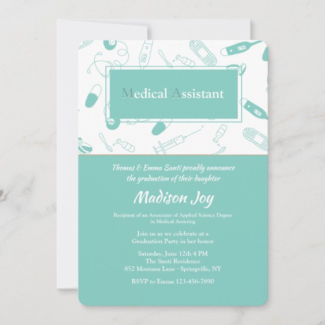 Medical Elements Graduation Invitation (Front)