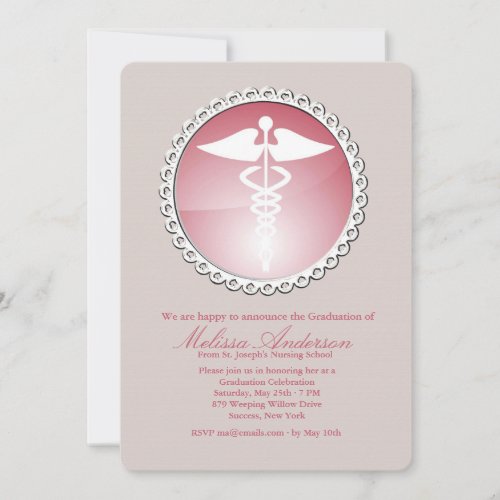 Medical Emblem Nursing School Graduation Invites
