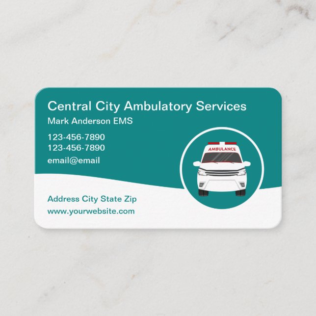 Medical Emergency Ambulance EMS Business Card (Front)