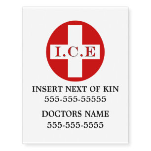 Medical emergency awareness alert temporary tattoos