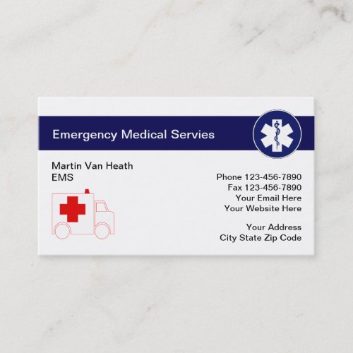 Medical Emergency Business Cards