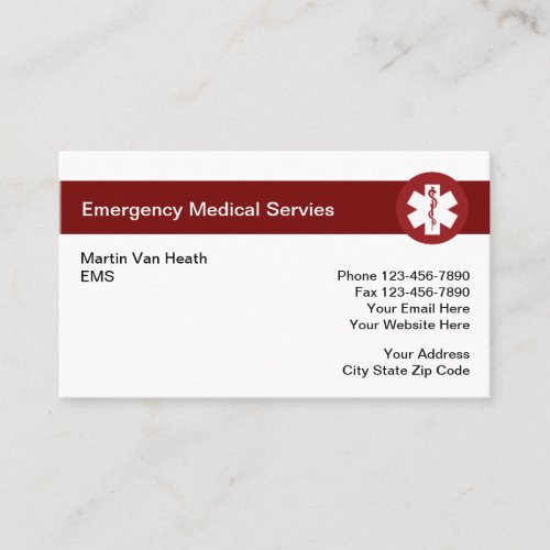 Medical Emergency Business Cards