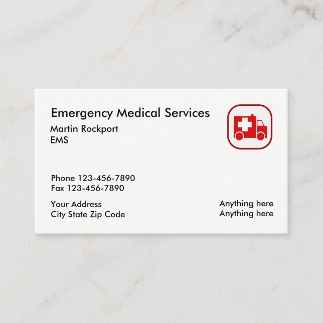 Medical Emergency EMS Ambulance Business Card (Front)