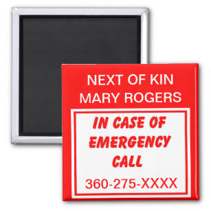 Medical Emergency Notification Magnet