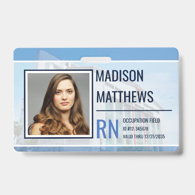 Medical Employee ID - Customizable Hospital Photo Badge (Front)