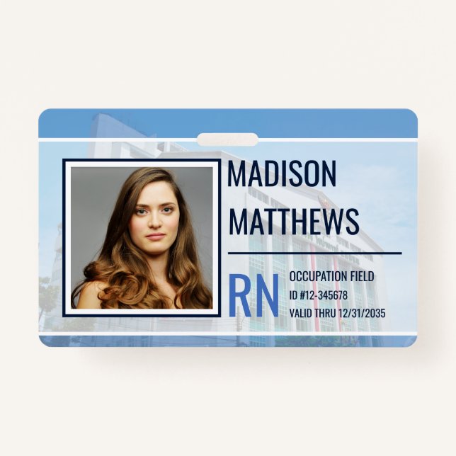 Medical Employee ID - Customizable Hospital Photo Badge (Front)