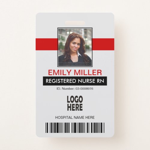 Medical employee id logo red photo template badge