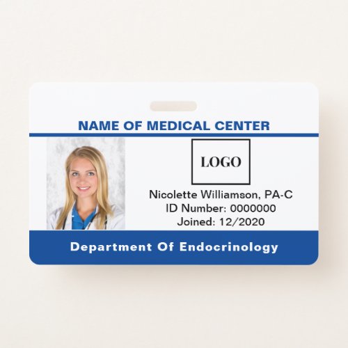 Medical Employee Logo Photo Barcode ID Badge