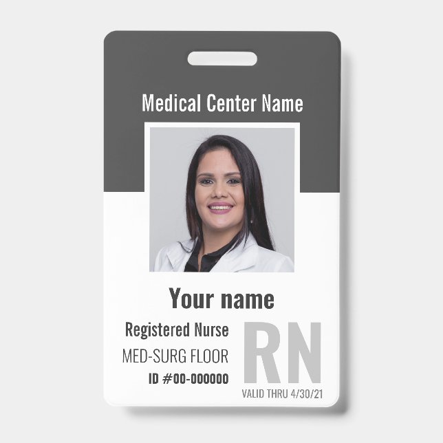 Medical Employee Photo Bar-Code Logo Name Badge (Front)