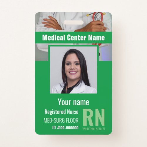 Medical Employee Photo Bar_Code Logo Name Badge