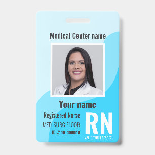 Medical Employee Photo Bar-Code Logo Name Badge