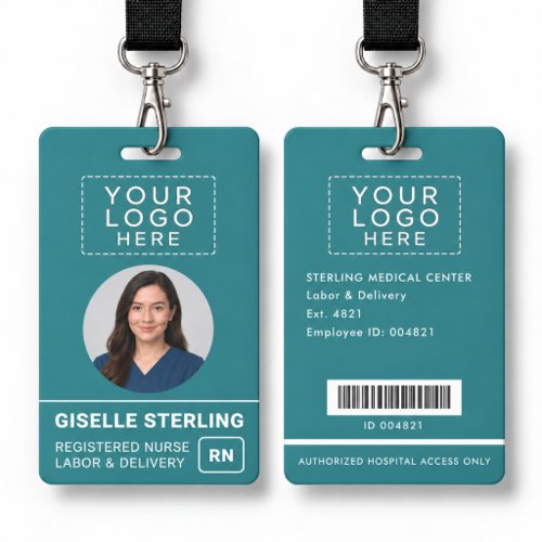 Medical Employee Photo Barcode Logo ID Badge