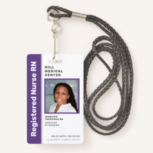 Medical Employee Purple Photo ID Badge