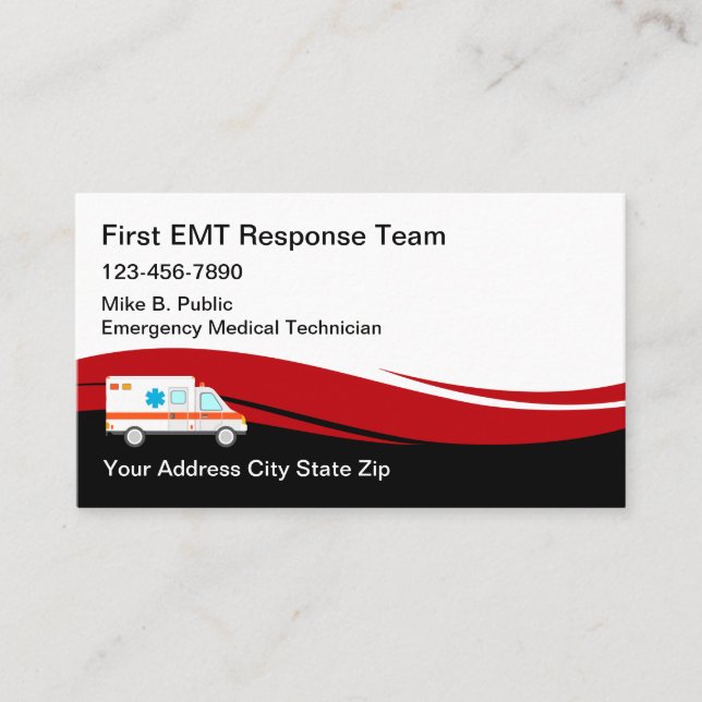 Medical EMT Ambulance Services Business Card (Front)