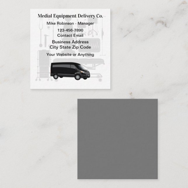 Medical Equipment Courier Driver Square Business Card (Front/Back)