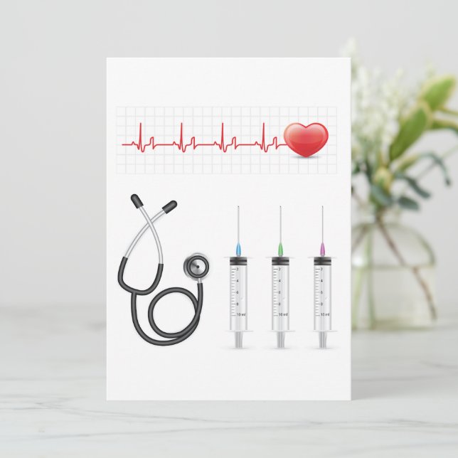 Medical Equipment Heartbeat Healthcare Invitation (Standing Front)