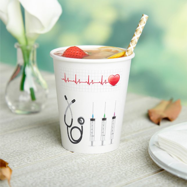 Medical Equipment Heartbeat Healthcare Paper Cups (Creator Uploaded)
