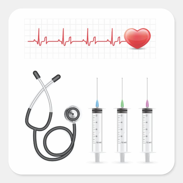 Medical Equipment Heartbeat Healthcare Square Sticker (Front)