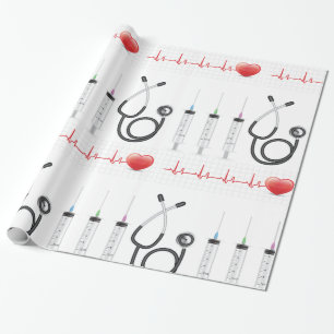 Medical Equipment Heartbeat Healthcare Wrapping Paper