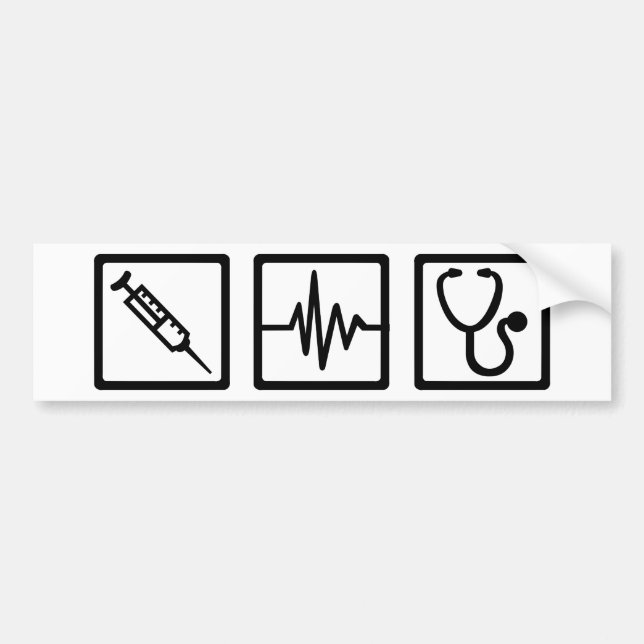 Medical equipment stethoscope syringe bumper sticker (Front)