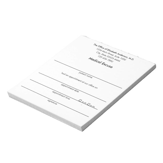 Medical Excuse Black and White Doctor's Notes (Rotated)