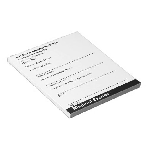 Medical Excuse Doctor Office Patient's Sick Note