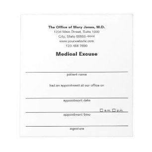 Medical Excuse Doctor's Note Black White Template