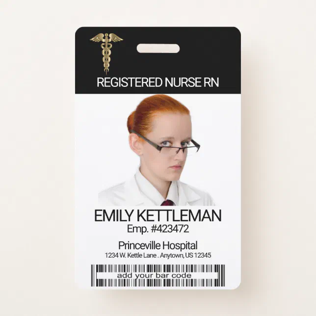 Medical Field Photo Badge - Gold Logo | Zazzle