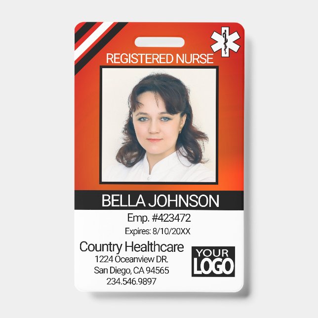 Medical Field Photo Badge - Nurse - Orange (Front)