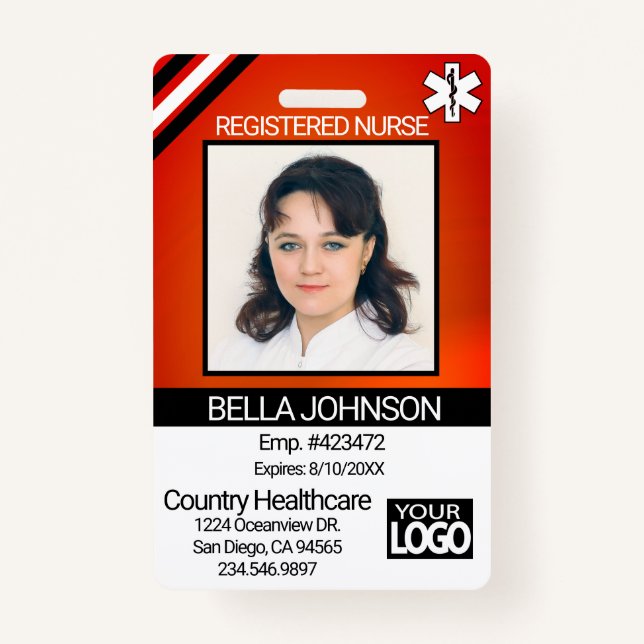 Medical Field Photo Badge - Nurse - Orange (Front)