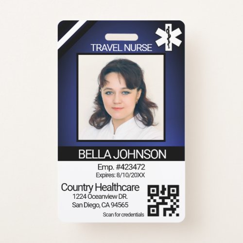 Medical Field Photo Badge _ Travel Nurse _ Blue