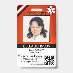 Medical Field Photo Badge - Travel Nurse - Orange