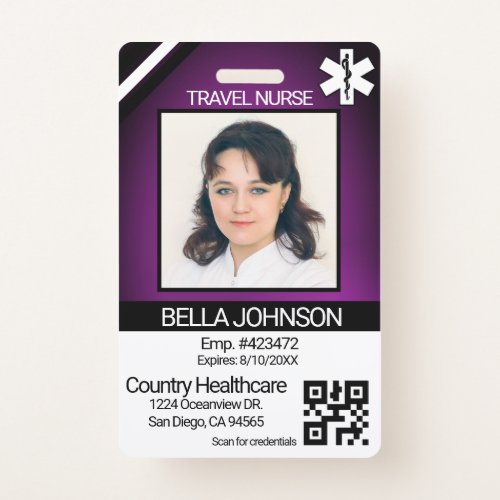 Medical Field Photo Badge _ Travel Nurse _ Purple