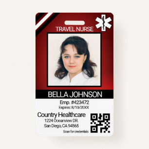 Medical Field Photo Badge - Travel Nurse - Red