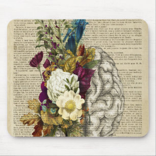 medical floral brain anatomy mouse pad