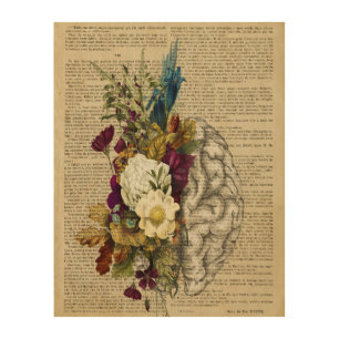medical floral brain anatomy poster