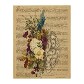 medical floral brain anatomy poster