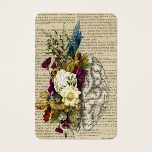 medical floral brain anatomy poster