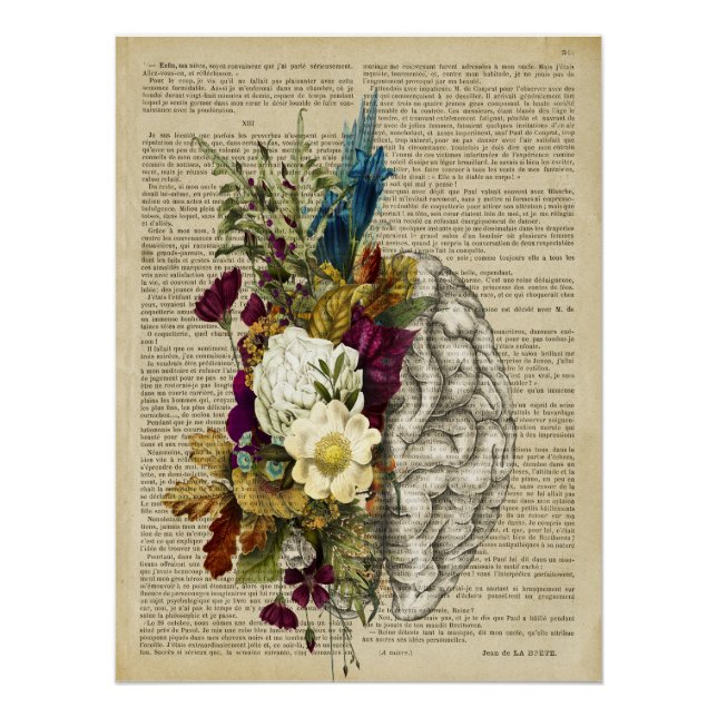 medical floral brain anatomy poster (Front)