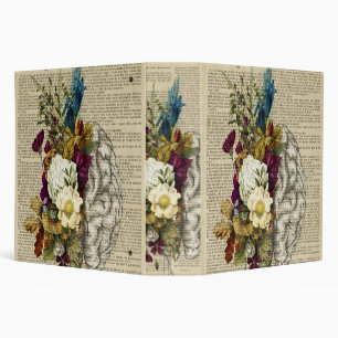 medical floral brain anatomy poster 3 ring binder