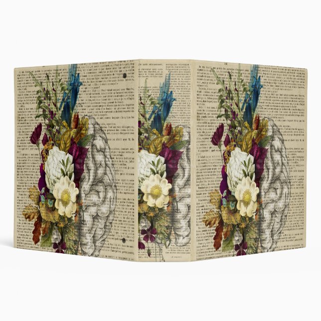 medical floral brain anatomy poster 3 ring binder (Background)