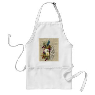 medical floral brain anatomy poster adult apron