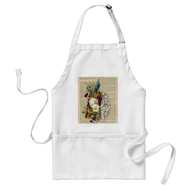 medical floral brain anatomy poster adult apron (Front)