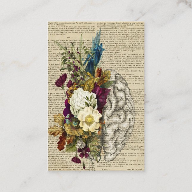 medical floral brain anatomy poster appointment card (Front)