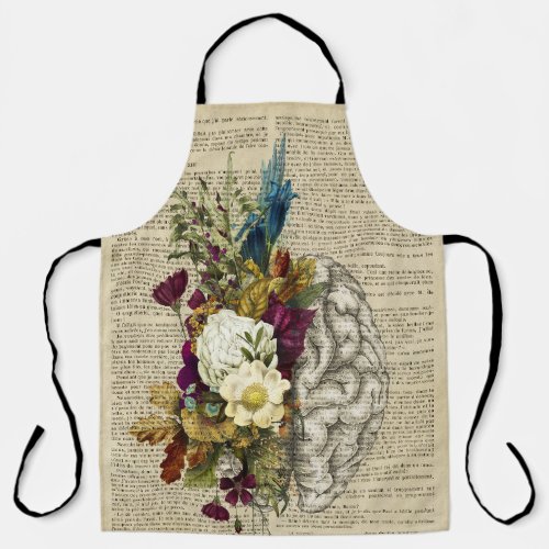 medical floral brain anatomy poster apron