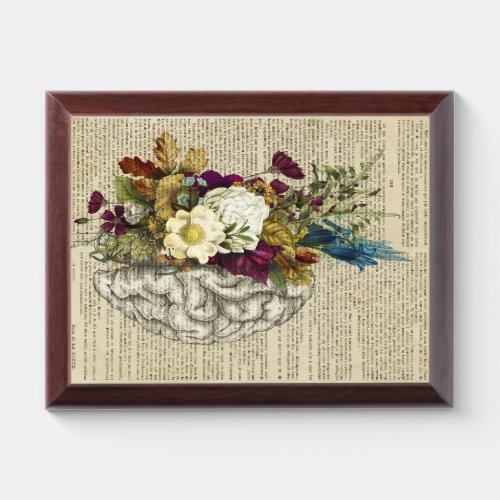 medical floral brain anatomy poster award plaque