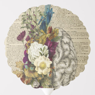 medical floral brain anatomy poster balloon